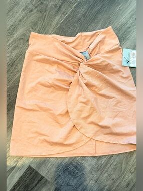 Shade & Shore Twist-Front Pink Shimmer Swim-skirt Skirt NWT S
